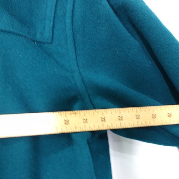 VINTAGE LL Bean Coat Women 12 Wool Green Toggle Plaid Lining Jacket LARGE USA - Picture 6 of 14